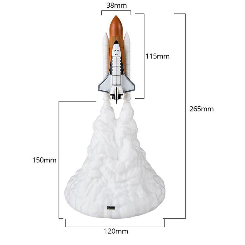 Abajur LED de Foguete em Impressão 3D, simplesmente sensacional para decoração do seu Ambiente. Evolução Marketplace