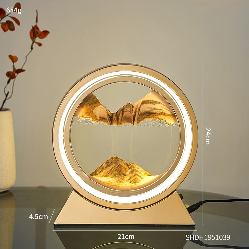 Abajur de LED com Arte em Areia em 3D, simplesmente incrível, ilumina e decora seu ambient Evolução Marketplace