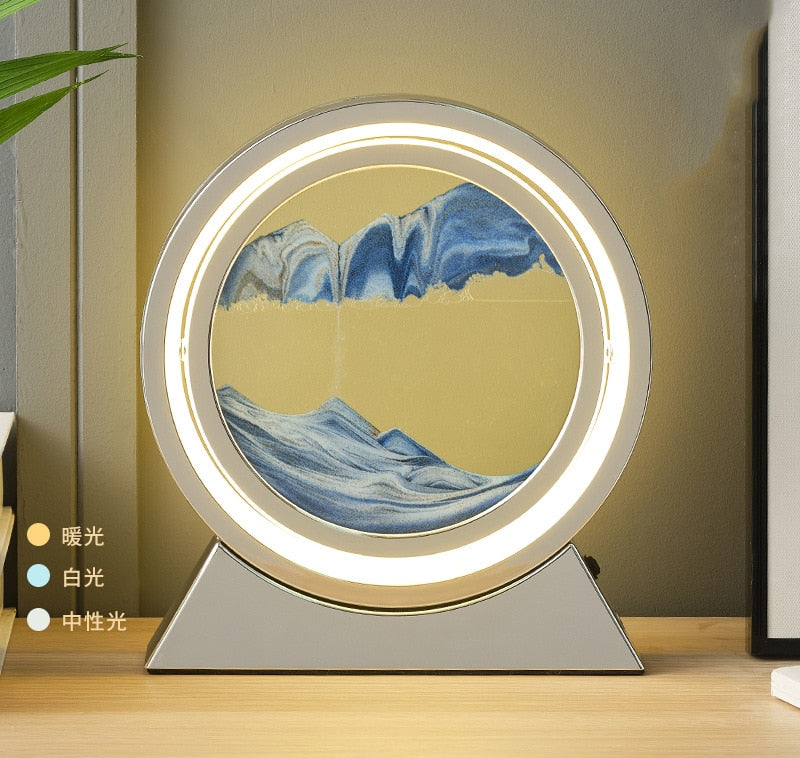 Abajur de LED com Arte em Areia em 3D, simplesmente incrível, ilumina e decora seu ambient Evolução Marketplace