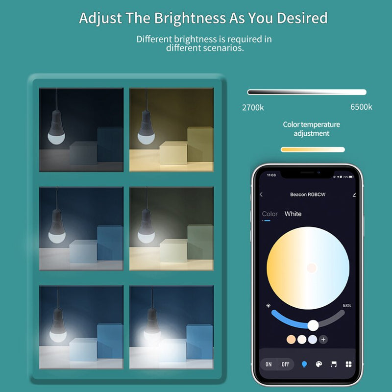 Lâmpada Inteligente Sem Fio 4.0 Regulável e compatível com sistema IOS e Android. Evolução Marketplace