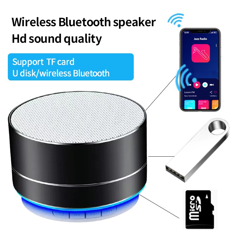 Mini Caixa de Som Wireless Bluetooth, com Subwoofer, portátil em Alumínio Evolução Marketplace