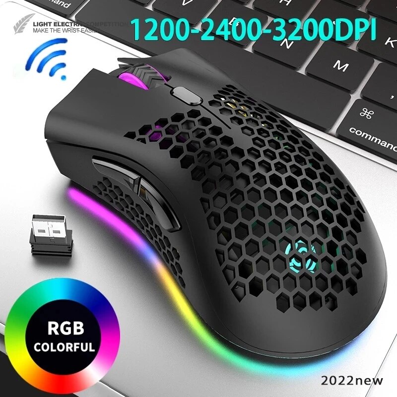 Mouse BM600 USB 2.4Ghz sem fio, Recarregável combo Light, ótimo para jogos e um design futurista. Evolução Marketplace