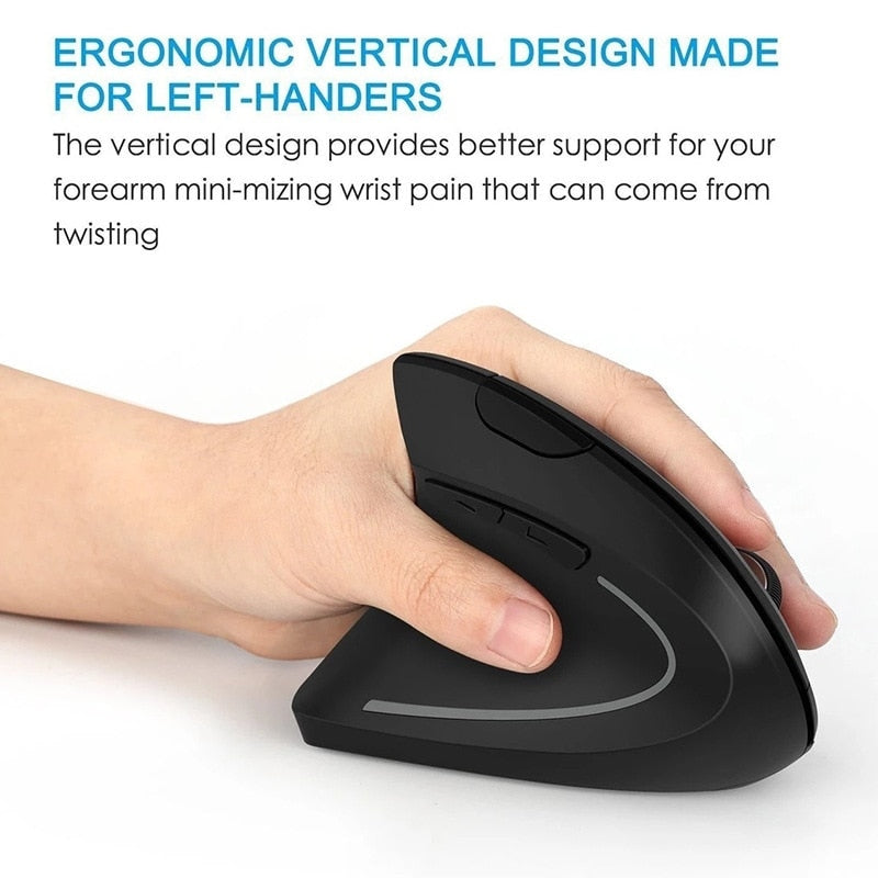 Mouse Óptico de Quinta Geração com um design futurista, sem fio e na posição vertical, mais conforto para sua mão. Evolução Marketplace