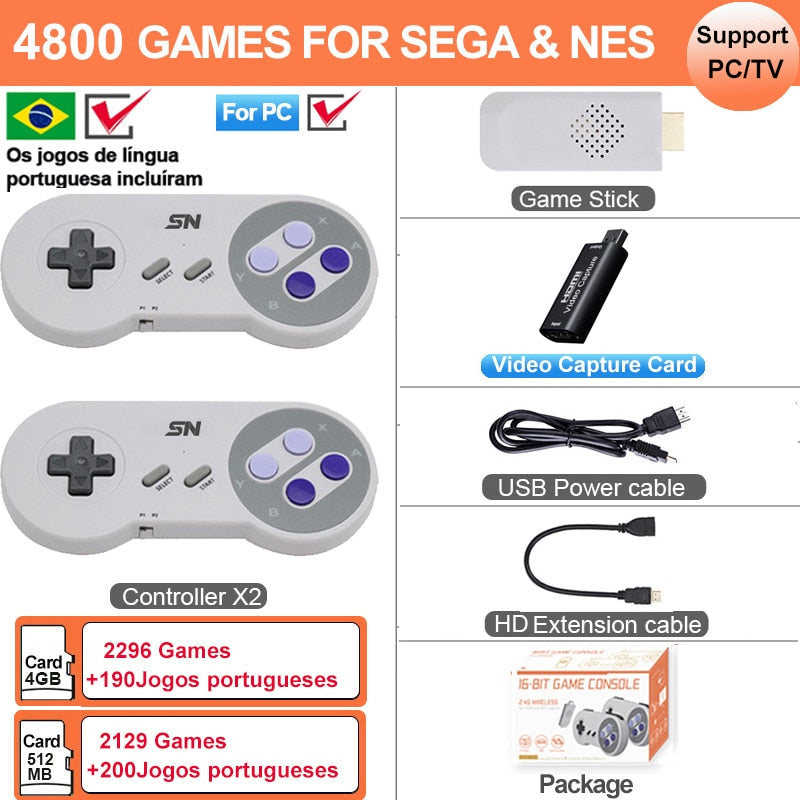 Stick  Game Vilcorn 4K SEGA e NES com 4800 Games pro seu filho e toda família se divertirem. Evolução Marketplace